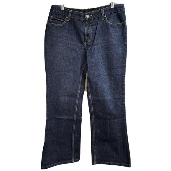 Roxy Bootcut Blue Denim Jeans 11 Dark Wash 5 Pockets Relaxed Cotton 32x29 Logo - Picture 2 of 9